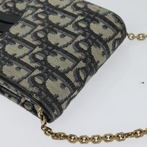 DIOR Oblique Chain Trotter Canvas Shoulder Bag Navy - Picture 6 of 12